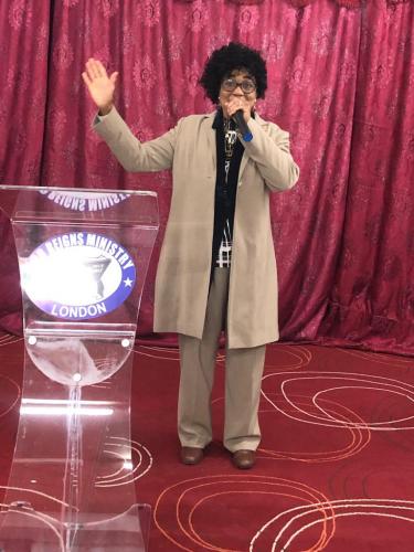 Pastor Nene during opening prayer.